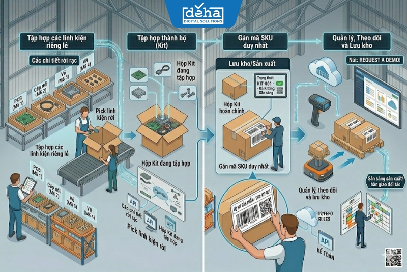 Kỹ thuật Kitting là việc tập hợp các linh kiện thành một bộ